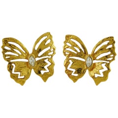 Vintage Yves Saint Laurent YSL Jewelled Butterfly Clip-On Earrings