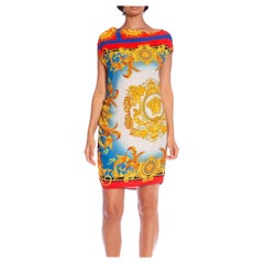 2000er Jahre VERSACE Status Print Slinky Loses Kleid