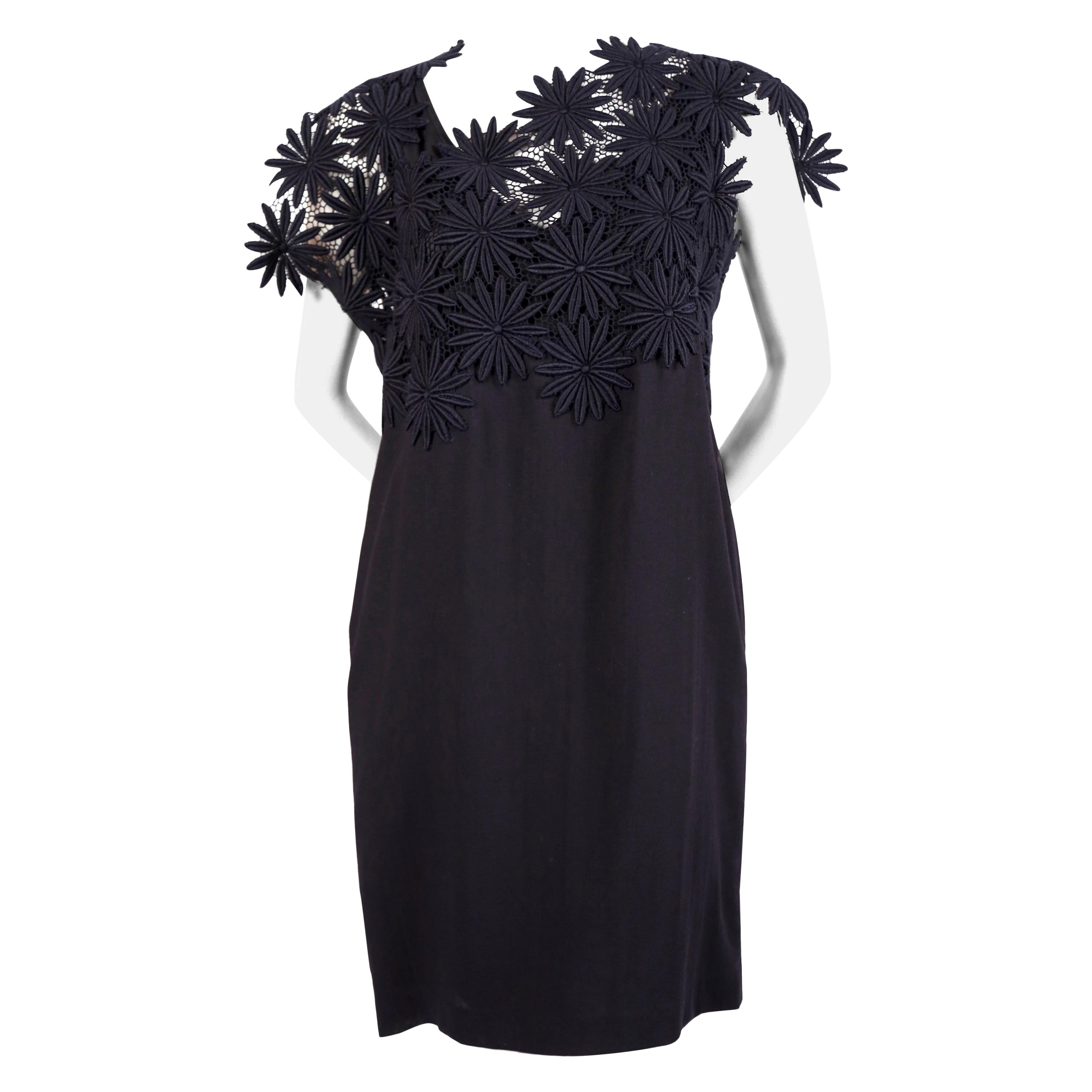 1991 COMME DES GARCONS navy blue embroidered lace RUNWAY dress