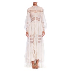 MORPHEW ATELIER Abito vittoriano bianco in cotone e pizzo
