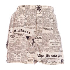 1960S Black & White Cotton Mens Newsprint Boxer Shorts