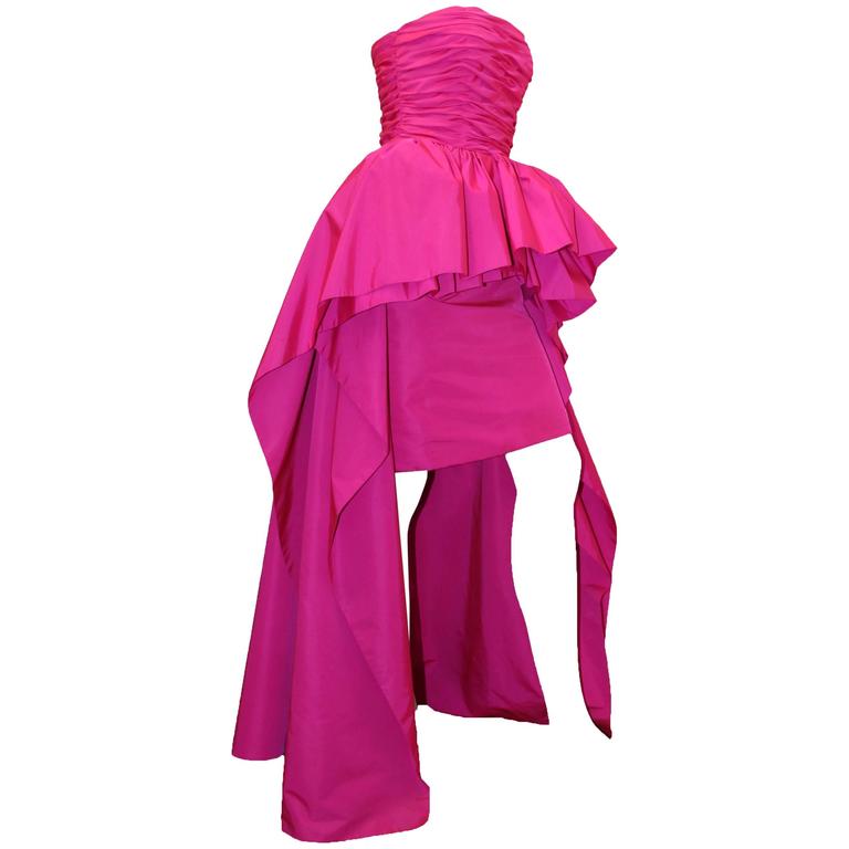 80s Victor Costa Saks Fifth Ave Pink Strapless Gown For Sale at 1stDibs