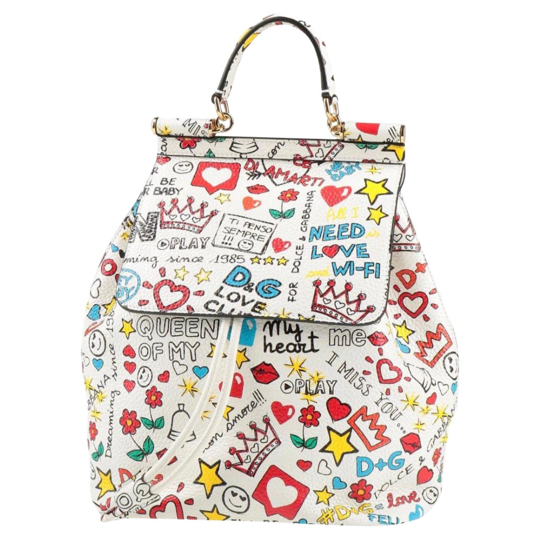 Dolce & Gabbana leather multicolour printed Sicily backpack 