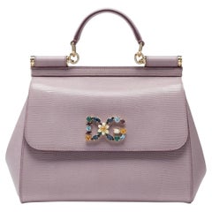 Dolce & Gabbana purple leather Sicily top handle bag 