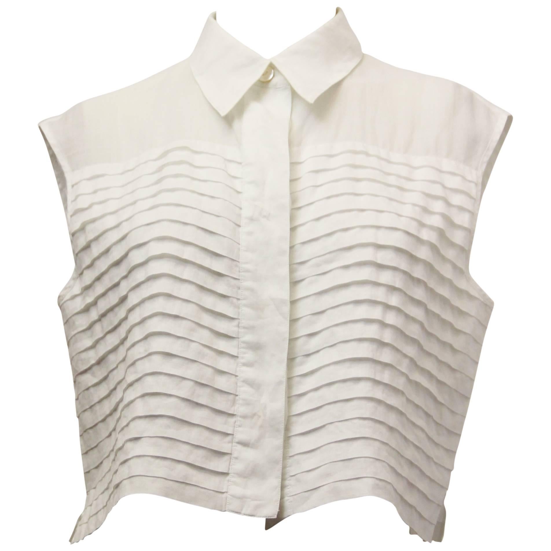 80s Chanel Pleated Front Midi Blouse