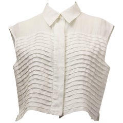 Vintage 80s Chanel Pleated Front Midi Blouse
