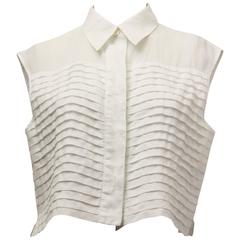 80s Chanel Pleated Front Midi Blouse 7