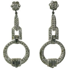 Art Deco Crystal Paste Pendant Earrings