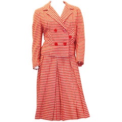 60s Checkered I.Magnin & Co. Double Breasted Skirt Suit 