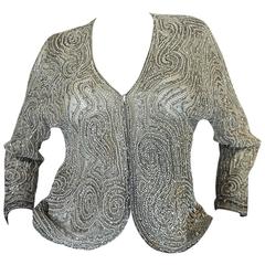 c1981 Documented Halston Couture Beaded & Pearl Jacket 9