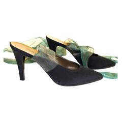 70s Yves Saint Laurent Mules with Ribbon Ties 9
