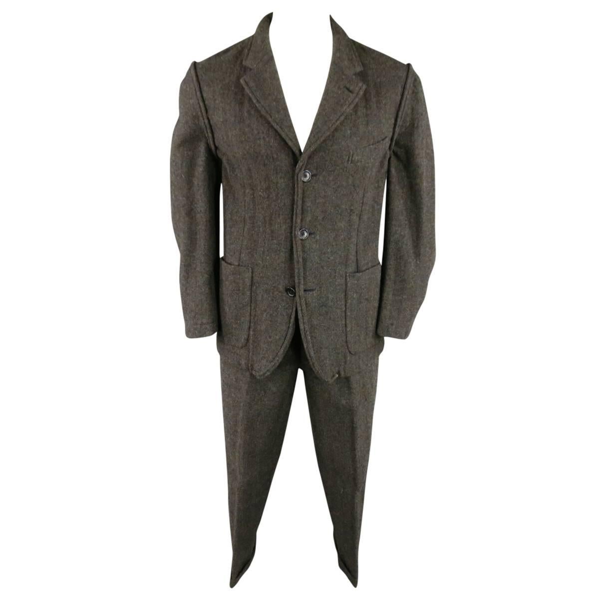 Vintage 1998 COMME des GARCONS Color Blend Brown Reverse Seam Men's 31 30 Suit
