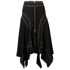 Jean Paul Gaultier Avant Garde Black + Gray Wool Skirt