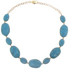 Turquoise Crystal Rococo Pebble Necklace by JCM London