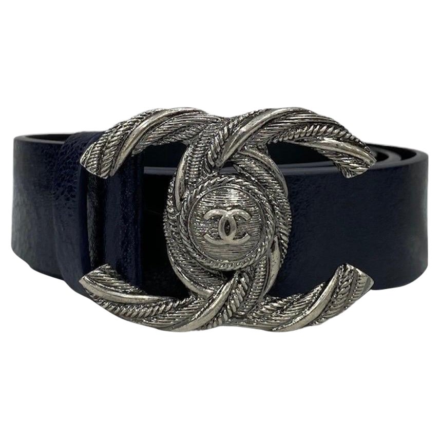 Chanel Belt Blue Logo CC