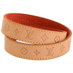 Used Louis Vuitton Brown Leather Bangle Bracelet