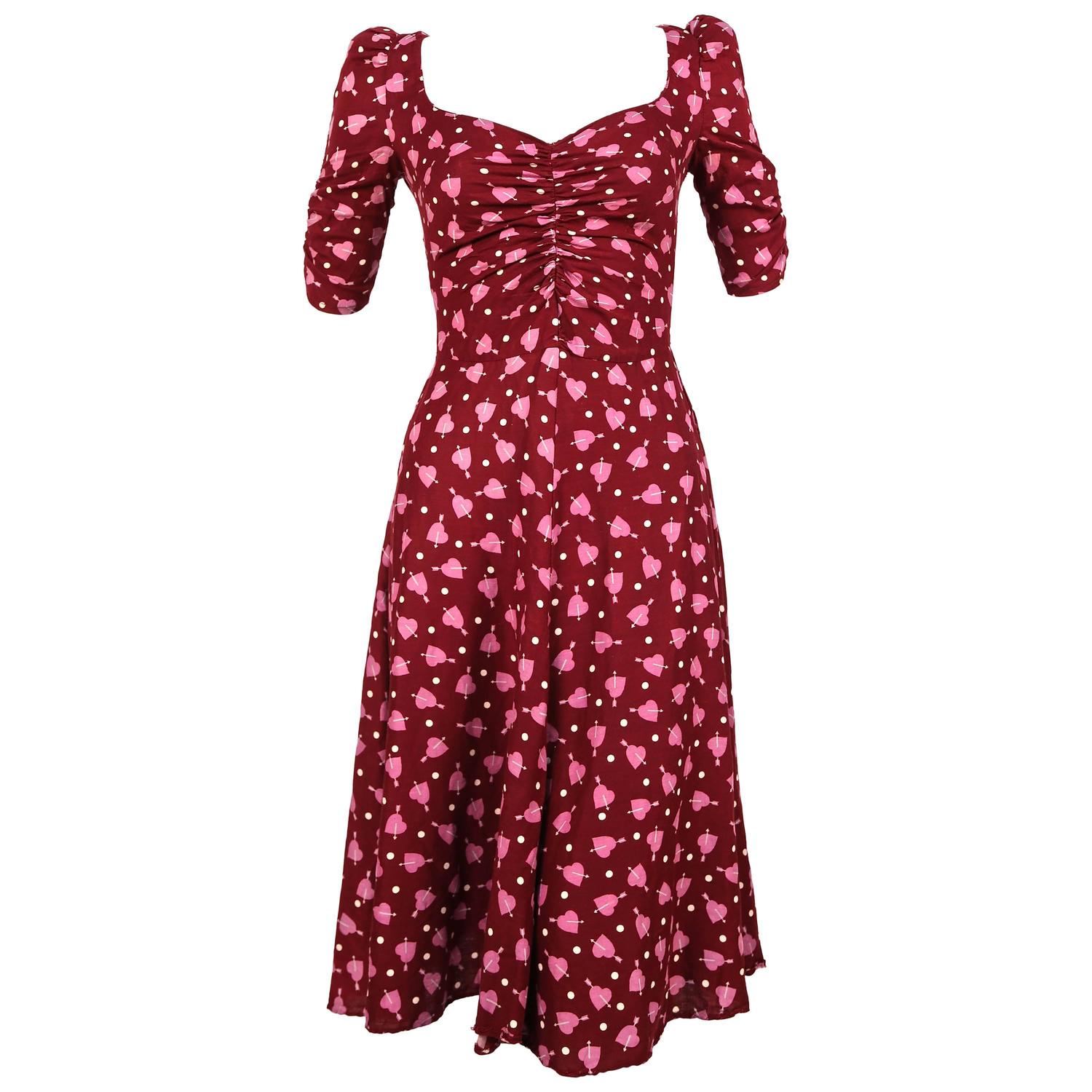 1970's BIBA heart and arrow printed cotton dress at 1stdibs