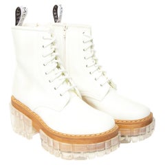 Stella McCartney: weiße Emilie-Stiefel aus Kunstleder mit Logo-Prägung für Damen