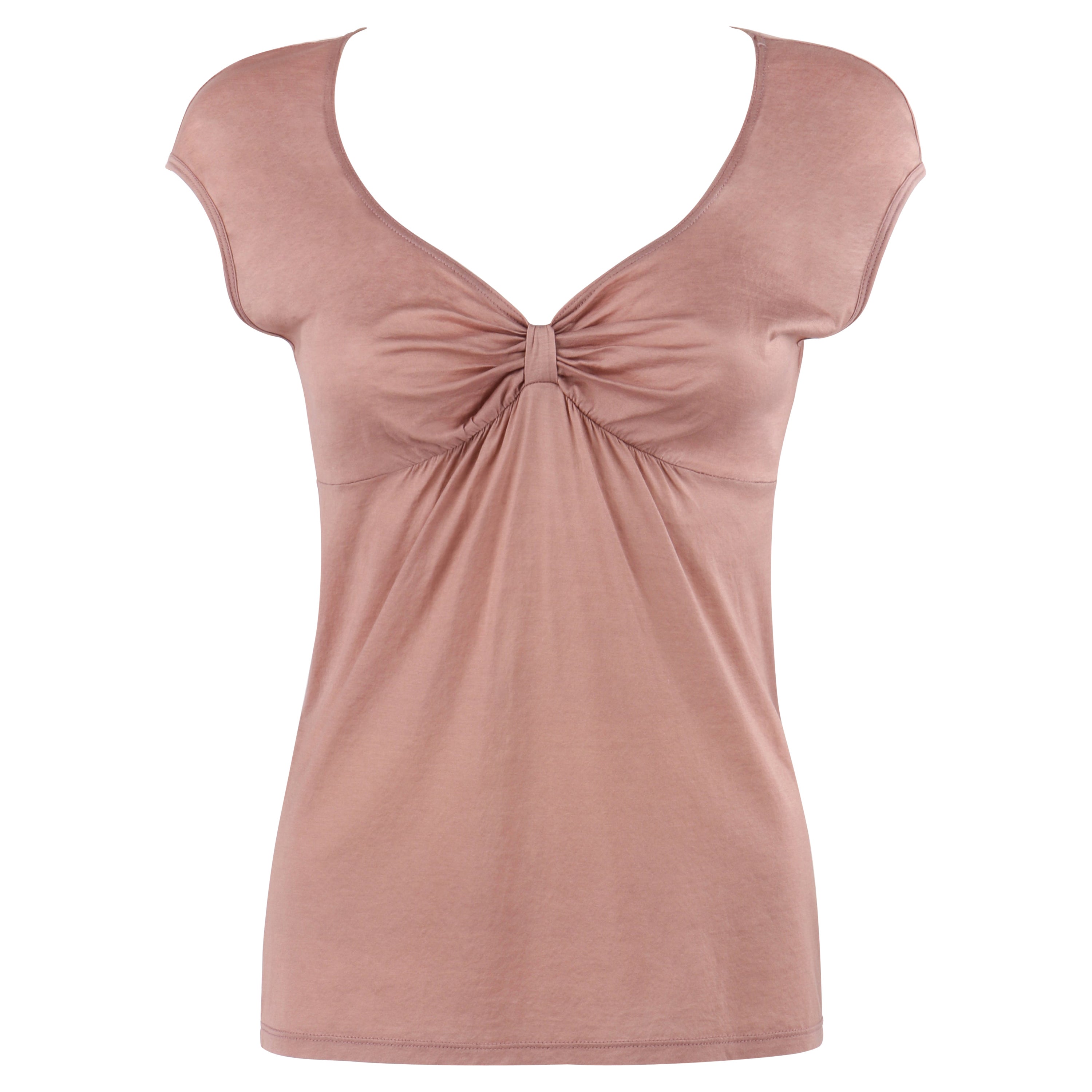 ALEXANDER McQUEEN S/S 2001 "Voss" Pink Mauve Cap Sleeve Gathered Ruched Bow Top For Sale
