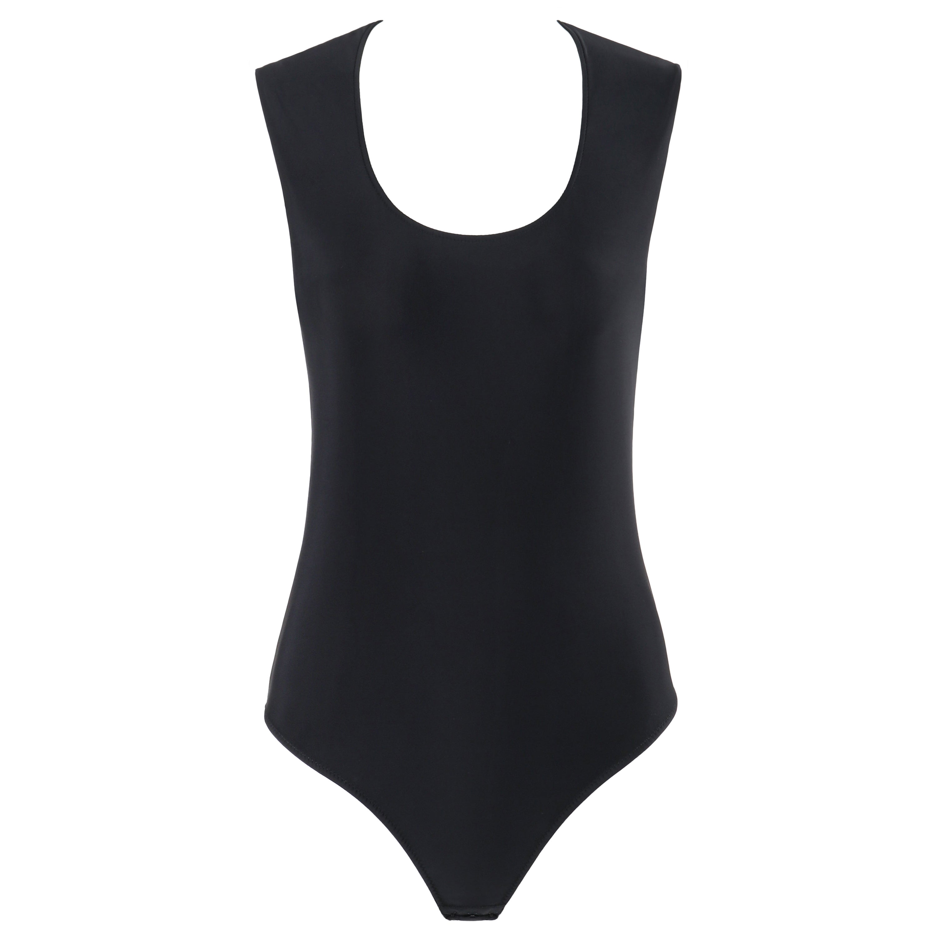 GIVENCHY COUTURE c.1998 ALEXANDER McQUEEN Black Stretch Scoop Neck Bodysuit For Sale