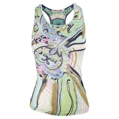 Etincelle Couture Vintage Silk Jersey Psychedelic Print Racer Back Tank Top 