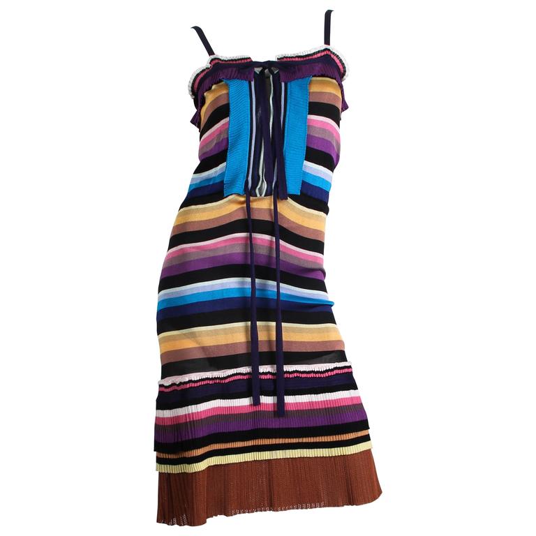 Colourful Missoni Knit and Ruffled Dress For Sale at 1stdibs
