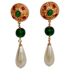 Vintage Gripoix for Chanel Drop Earrings Circa 1980s