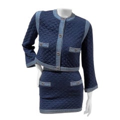 Chanel Denim Trim Jacket and Mini Skirt Suit SS2018