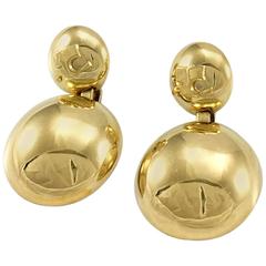 Courreges Logo Gold-Tone Earrings - 1980s