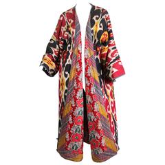 Fantastic Antique Handwoven Silk Ikat Chapan Robe 11