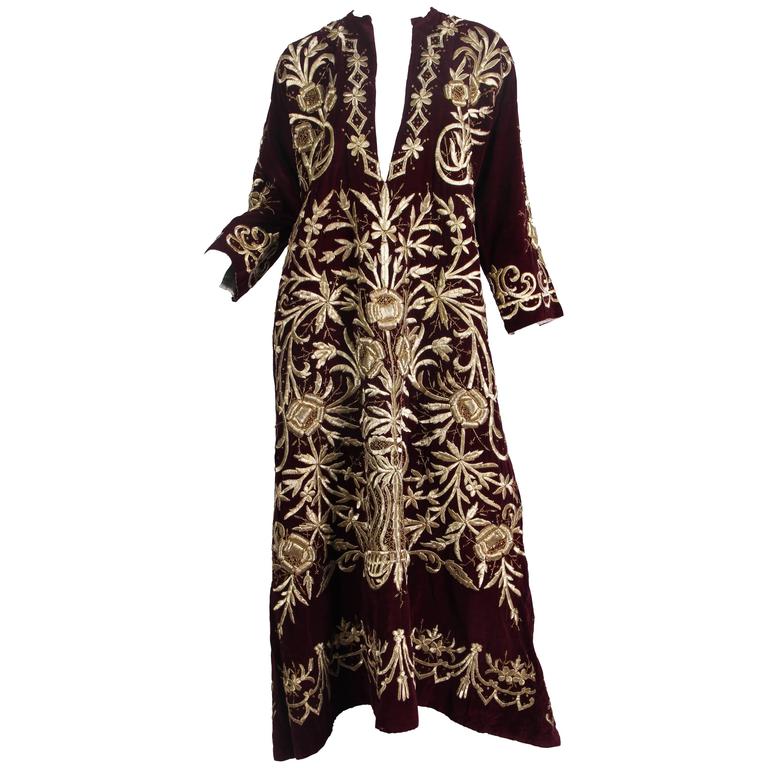 Antique Ottoman Gold Embroidered Velvet Dress From Turkey at 1stDibs ...