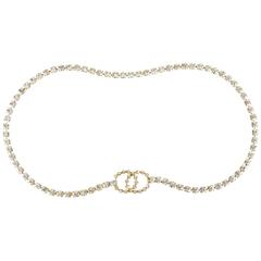 Vintage Chanel Gold Tone Crystal Rhinestone 'CC' Body Chain Belt