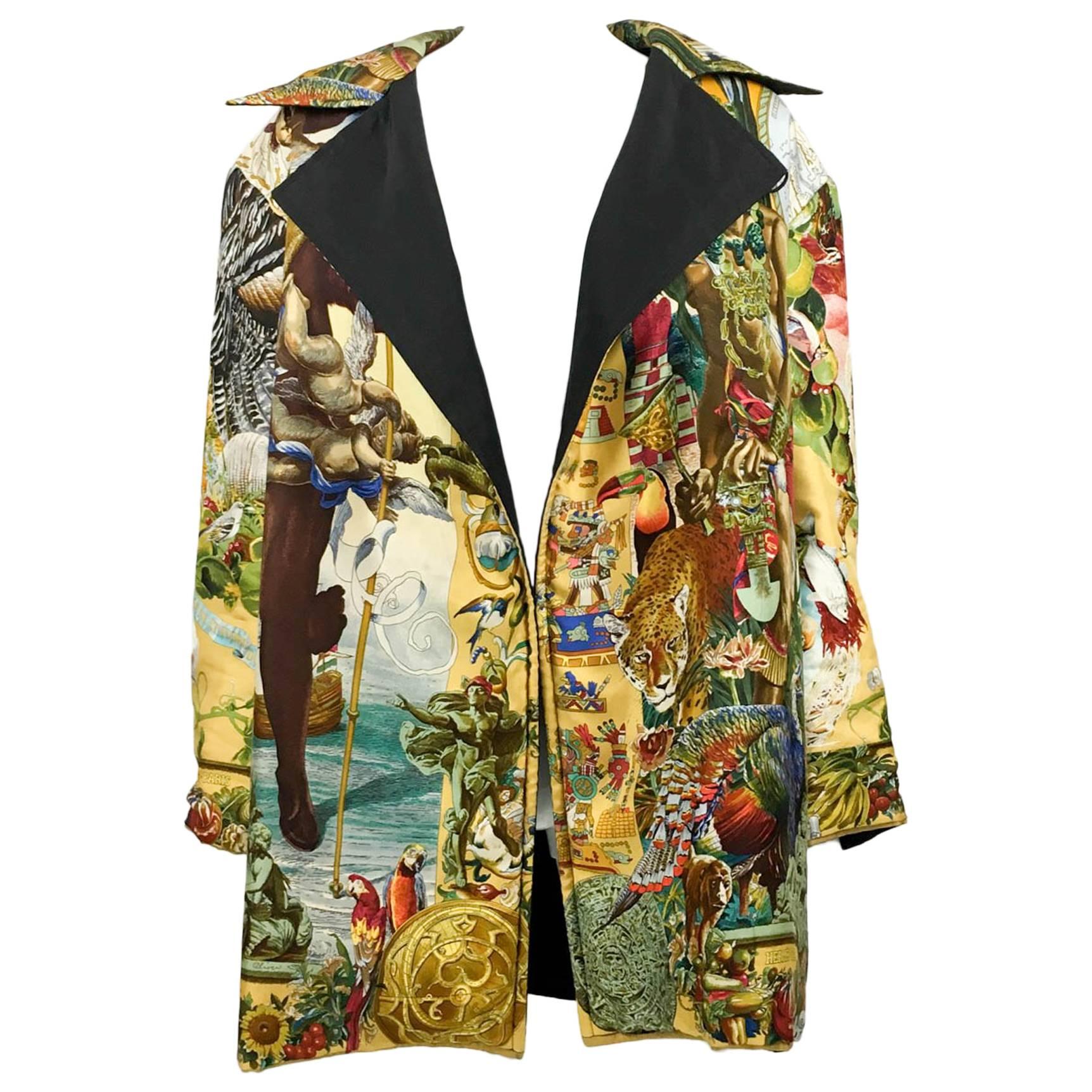 Hermes Les Ameriques Scarf Print Reversible Jacket - 1990s