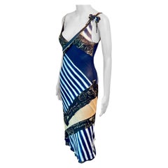 Jean Paul Gaultier c.2001 Graffiti Stripes Print Mesh Dress