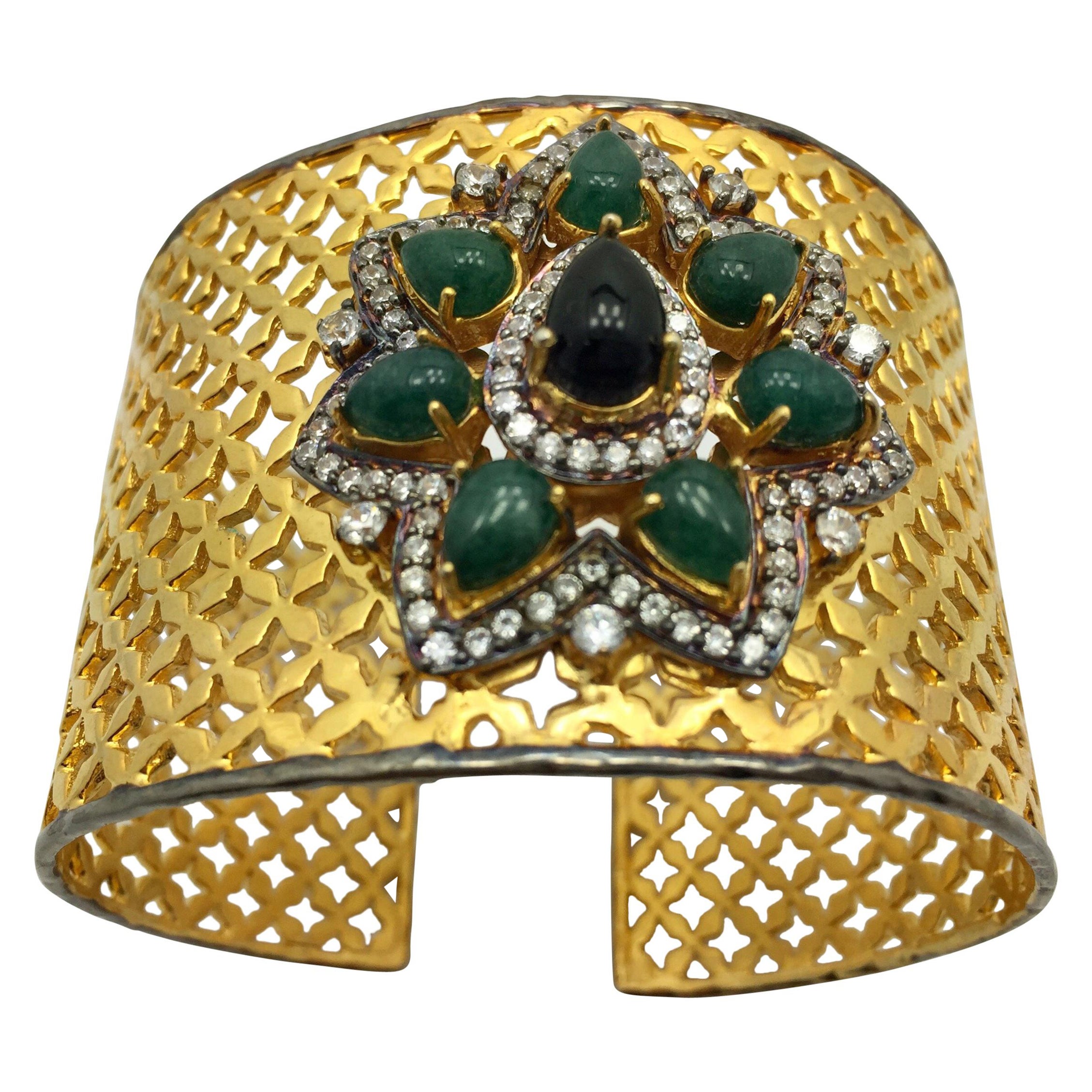 Taj Mahal Lattice Meghna Jewels Cuff  For Sale
