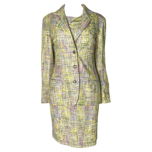 CHANEL Signature Lesage Fantasy Tweed CC Logo Skirt Suit as seen on Lady Di  at 1stDibs