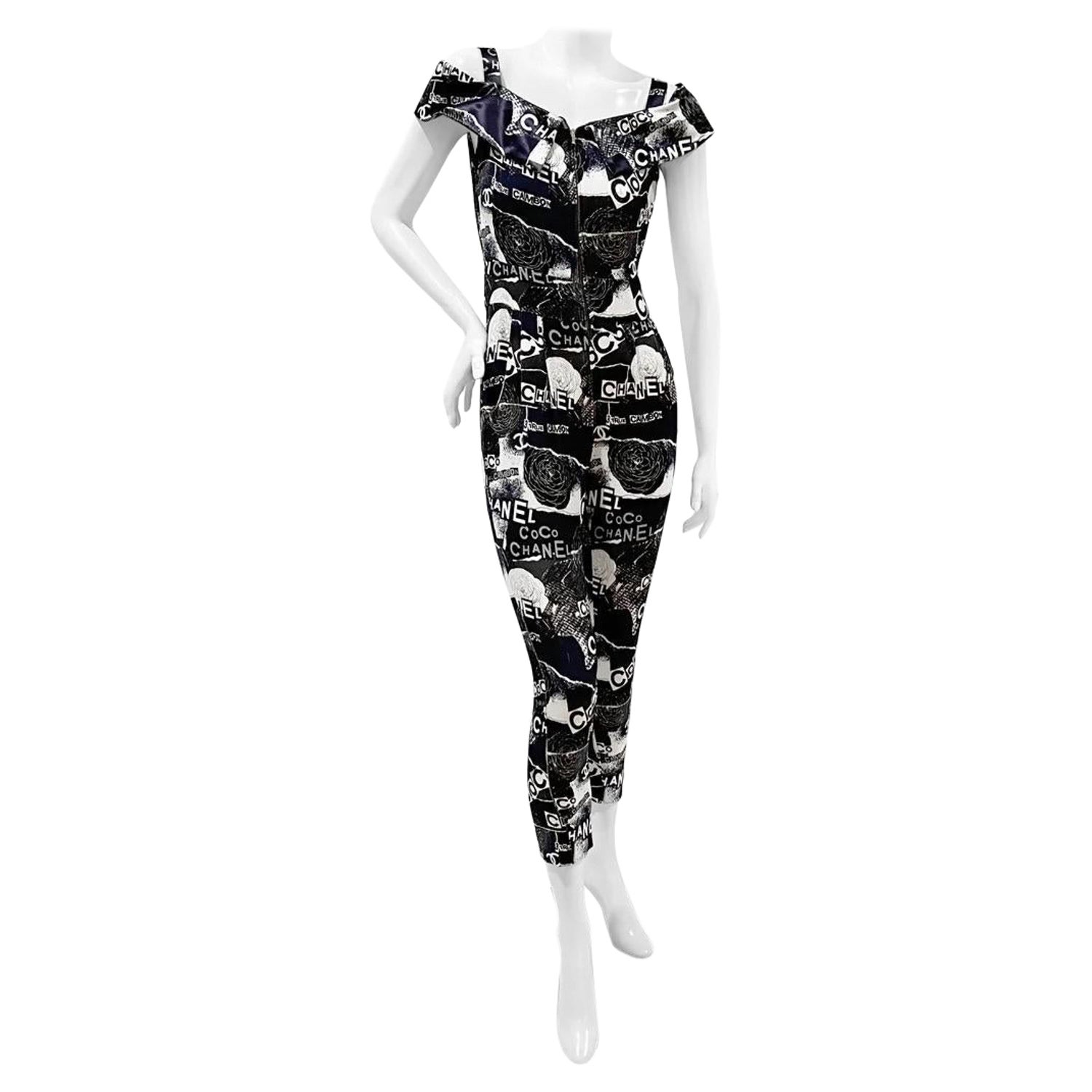 Chanel Logo Print Sleeveless Jumpsuit SS2020 For Sale at 1stDibs Chanel Logo Print Sleeveless Jumpsuit SS2020 For Sale at 1stDibs