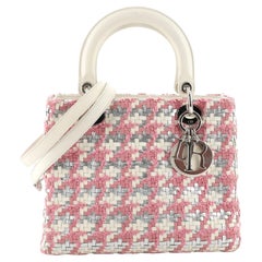 Christian Dior Lady Dior Bag Woven Leather with Tweed Medium