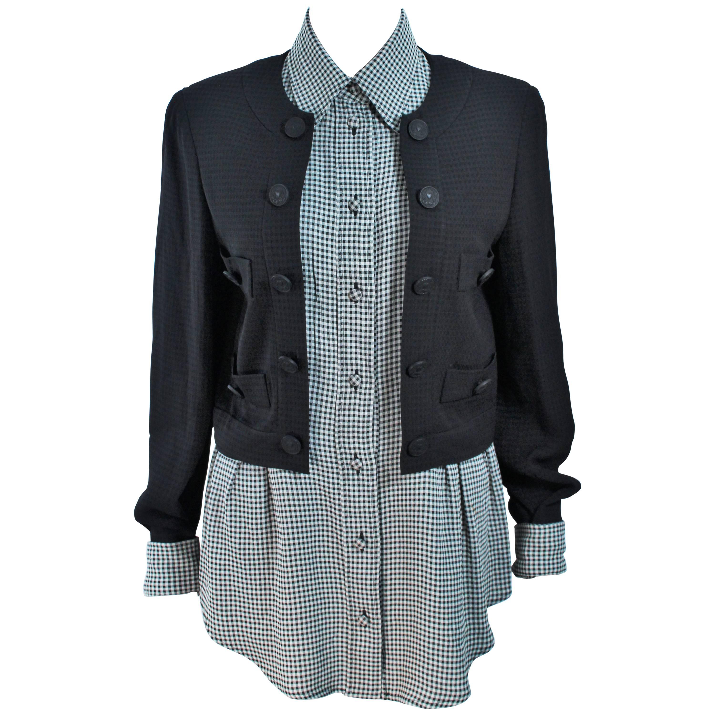 MOSCHINO Cheap & Chic Plaid Double Layer Jacket with Plaid Shirt Size 10  For Sale
