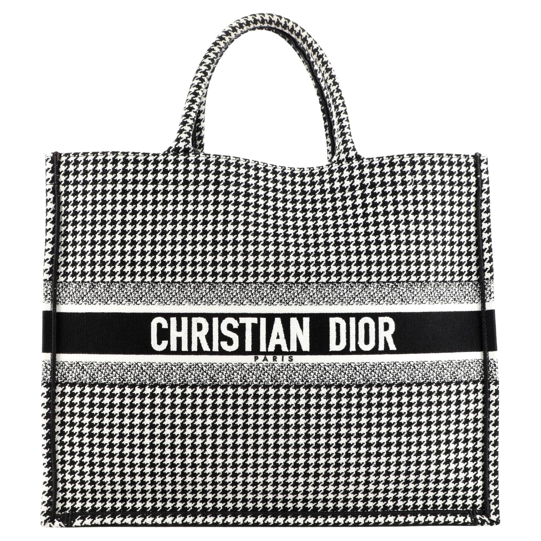 Christian Dior Book Tote Houndstooth Canvas at 1stDibs
