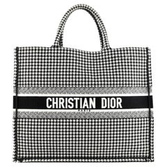 Christian Dior Book Tote Houndstooth Canvas