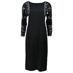 CHLOE 1980's Vintage Gown Embellished Shoulders and Criss-Cross Back Size 4 6 5