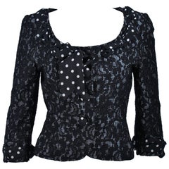 MOSCHINO Black and White Lace Jacket with Polka Dot Silk Size 8