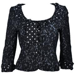 MOSCHINO Black and White Lace Jacket with Polka Dot Silk Size 8 6