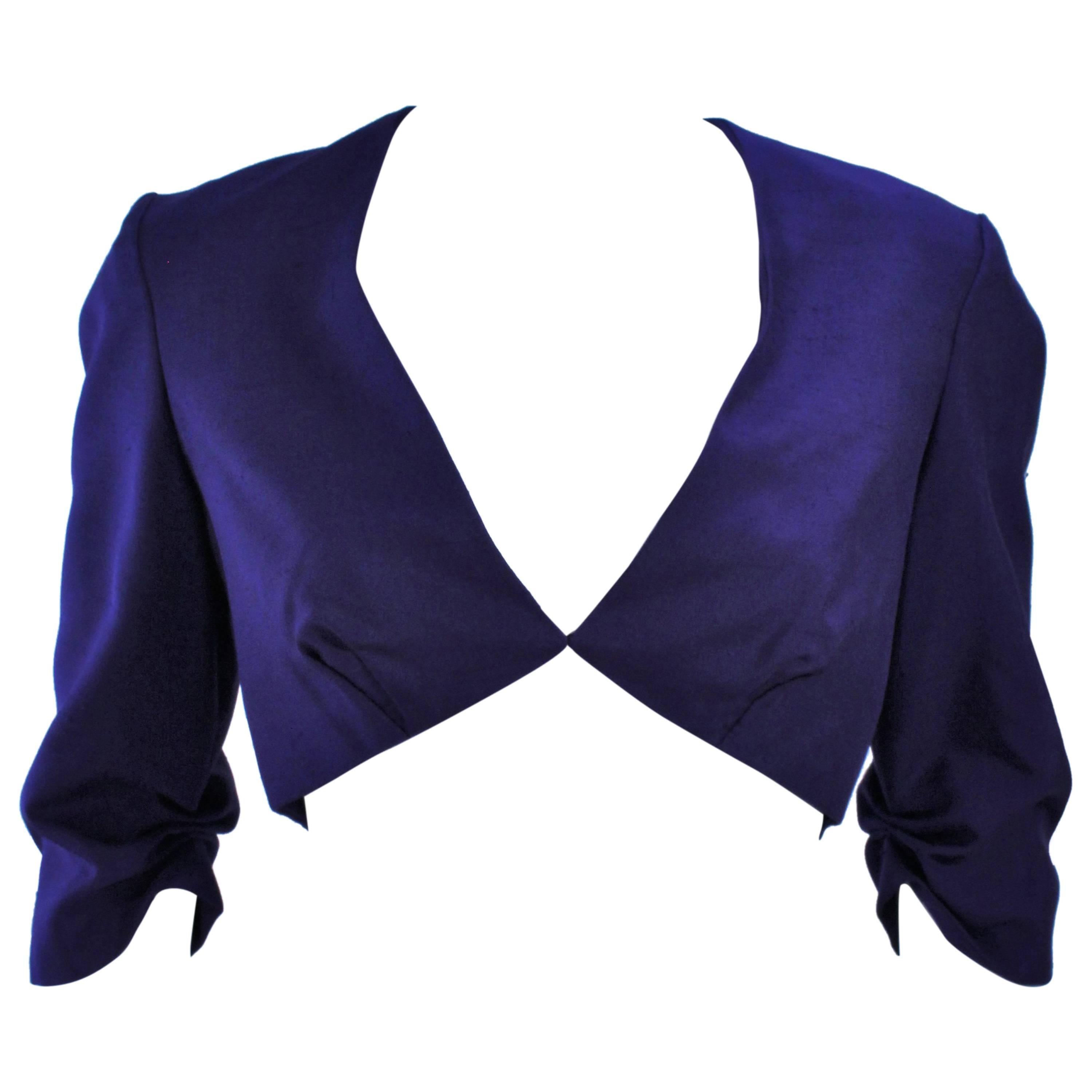 ELIZABETH MASON COUTURE Purple Silk Bolero 'Made to Order' For Sale
