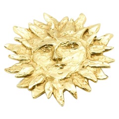 YSL Haute Couture Sun Used Brooch/Pendant by Robert Goossens, 1988