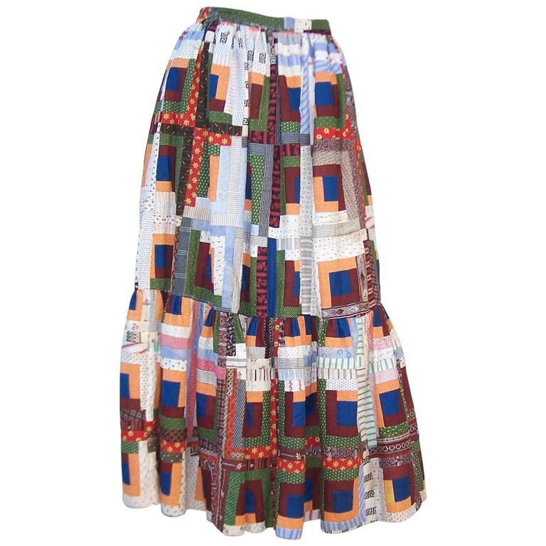 c.1980 Ralph Lauren Western Prairie Patchwork 'Quilt' Skirt at 1stDibs |  western prairie skirts, ralph lauren patchwork skirt, ralph lauren western  skirt