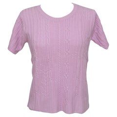 CHLOE Short Sleeve Knit Sweater Top Pink Wool Sz S