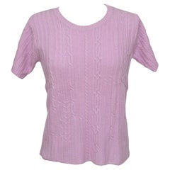 CHLOE Kurzarm-Strickpullover Top aus rosa Wolle Gr. S