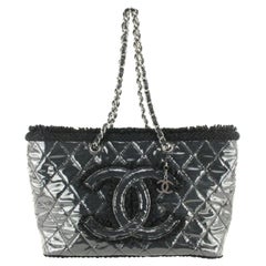 Chanel Black Quilted Funny Tweed Chain Shopper Tote with Charm 73cc78s